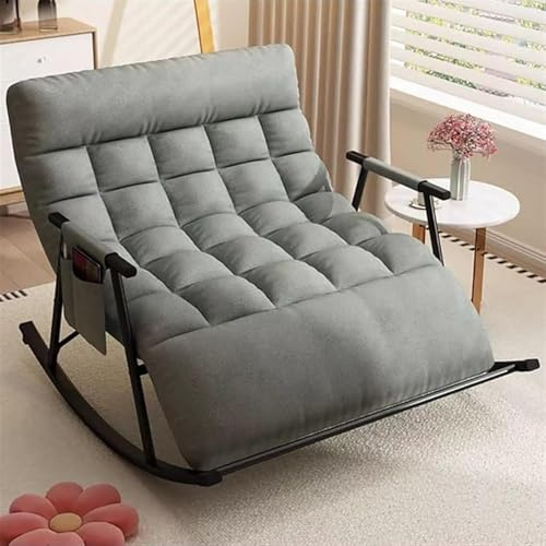 TINGMIAN Oversized Rocking Chair Indoor Chairs Modern Wide Rocker Comfy Upholstered Double Recliner(Gray)