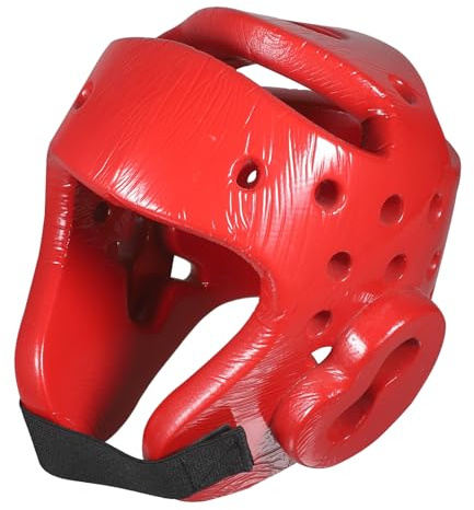 OSOLADY Stoßdämpfender Eva Taekwondo Helm für Kinder mit Elastischem Leichter Kopfschutz zum Training und MMA Sparring in Rot