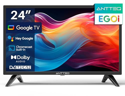 Antteq EGOi AG24 24 Pulgadas Smart TV (Televisores 62cm) con Google App Store,Asistencia de Voz por Bluetooth de Google,Chromecast,Youtube/Netflix/Disney+/DAZN,2025
