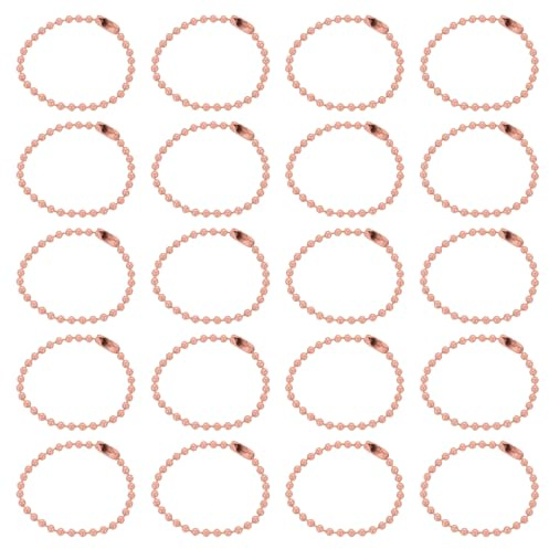 sourcing map 30Pcs 5 Inch Ball Bead Chain, Metal Ball Chain with Connectors for Keychain Hanging Ornament Tag Jewelry Necklace Christmas Decoration,Light Pink