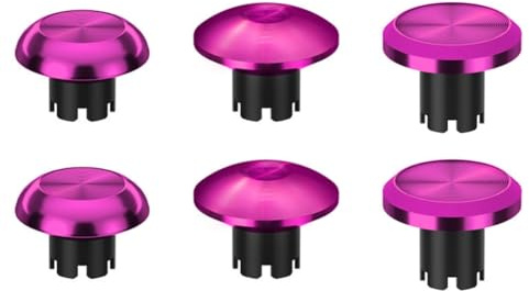 Hzxkqmil Baguettes de Pouce en Métal de Rechange pour Manette PS5 Edge, 6 en 1 Joystick Analogique Thumb Sticks Interchangeable pour PS5 Edge, Rouge Rosé