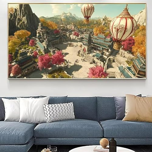 Paint by Numbers Palace Paint by Numbers for Adults Hot Air Balloon, Paint by Numbers for Children, Crafts for Adults DIY Acrylic Painting by Numbers, with 3 Paintbrushes (Frameless) 100x200cm XJ-684