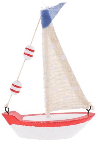 MAGICLULU Segelboot Deko Mittelmeer Stil Holz Modell Schiffsornament Tischdeko Wohnzimmer Ornament Handwerk Segelbootmodell