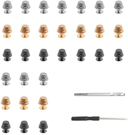 HSUYUN 30 Stück Taschenfüße, 10 mm Zinklegierung Handtasche Füße Nagelkopf, 3 Farben Boden Nieten Taschen, Metallfüße für Taschen mit Schraubendreher und Lederlocher, für Taschen, Gürtel, Hosen