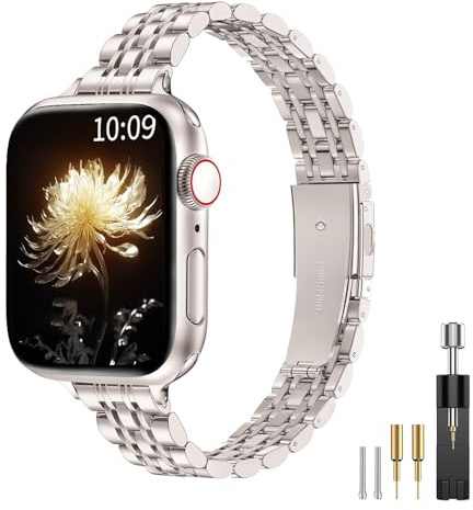 Originalt Smalt Metallarmband Kompatibelt med Apple Watch Armband 38mm 40mm 41mm 44mm 45mm 46mm 49mm, Mode Armband i Rostfritt Stål för Kvinnor Män för iWatch Ultra SE, Serier 10 9 8 7 6 5 4 3 2 1