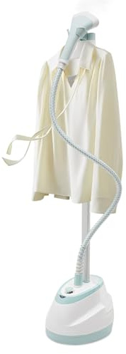 Pirofila a vapore da 1800 W, con 10 livelli di vapore, asse da stiro per vestiti, abiti da sposa, regolabile in altezza (2-4,85 ft), ferro da stiro a vapore da 1,6 l, rimuove il 99,99% di tutte le