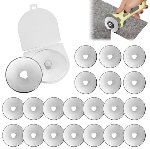 25 Stück Rollschneider Klingen 45mm mit Aufbewahrungskoffer | Edelstahl Rotary Cutter Klingen, Rollschneider Ersatzklingen für Papier Stoff Quilten Scrapbooking Nähen Stoffschneider