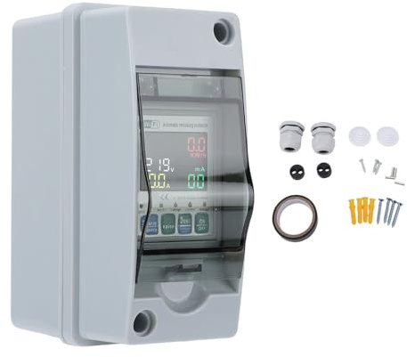 Ausla Smart WiFi-Leistungsschalter, Einphasig 63A Automatischer Wiedereinschalter mit LCD-Display, Energiemessgerät, Spannungs- und Strommonitor, APP-Steuerung