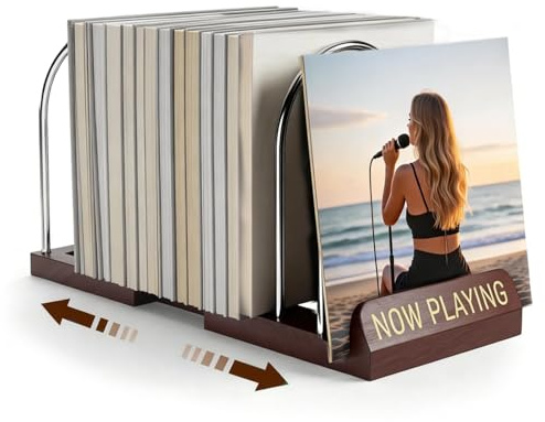 Aevorant Now Playing Vinyl Stand, Soporte Vinilos Ajustable para 30-70 LP, Compacto y Estable