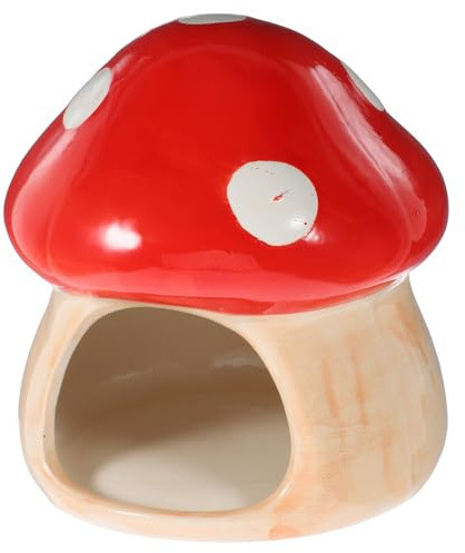 WATIIFUFU Keramik Hamsterhaus Pilzform Versteck und Schlafnest für Kleine Haustiere Sommerkühlendes Hamsterversteck aus Sicherem Verschleißfestem Material