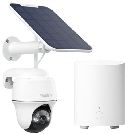 Reolink Kit Caméra Surveillance 1+1 : Caméra Solaire 5MP Argus PT + Home Hub Mini - Système de Surveillance sans Fil avec Stockage Local sans Abonnement, Vue 360° & Détection Intelligente