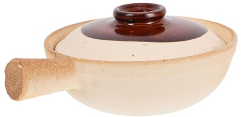 NIYANGLE Cazuela de Cerámica Tradicional 19x7 Cm para Cocina Comercial, Olla de Barro para Arroz y Guisos, Resistente a Altas Temperaturas, Adecuado para Comida para Llevar y Microondas