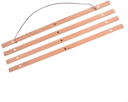 Set di cornici magnetiche in legno di teak con quattro strisce di legno e tasselli magnetici, con cordino in pelle per appendere poster, foto, mappe e pergamene (51 cm)