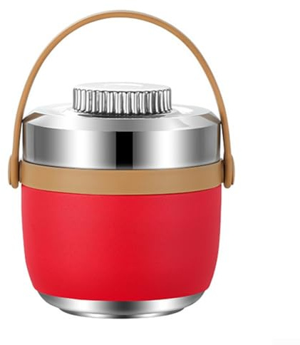 Contenitore per il pranzo in acciaio inox per alimenti, con isolamento sottovuoto a doppia parete e divisore rimovibile per organizzare e trasportare i pasti personalizzabile (rosso)