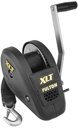 Fulton 142314 XLT Cabrestante de una Sola Velocidad con Correa de 20 pies y Cubierta - Capacidad de 1800 Libras, 1 Paquete, Negro