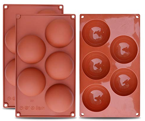 homEdge Stampo in silicone extra large a 5 cavità semi-sfera, stampo da 3 confezioni per fare cioccolato, torta, gelatina, mousse a cupola