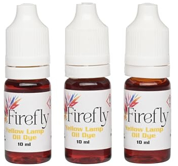 Firefly Fuels Lamp Oil Dye – Yellow Color Drops for Paraffin or Tiki Torch Fuel - Custom-Colored Lamp Oils for Holiday Decor, DIY Projects, and Liquid Light Effects – 3 x 10ml Bottles