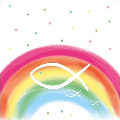 Ambiente Luxury Paper Products 40 Servietten Regenbogen Fisch Kommunion Konfirmation Taufe Tischdeko Hochzeit Serviettendeko