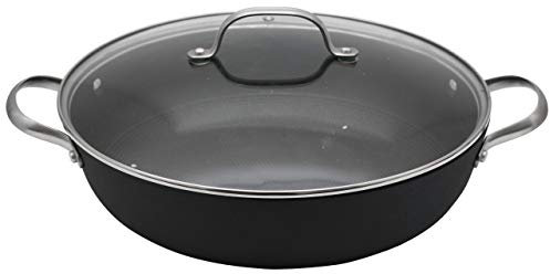 Hairy Bikers CKW2029 Lightweight Cast Iron Shallow Casserole with Non Coating, Honeycomb Base Reduces Risk of Sticking, for Home Kitchens (30cm, Black)