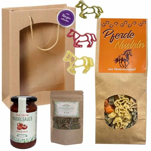 Feinkost-Set Pferde mit Pferde Nudeln, Sauce, Gewürze/Pferde Geschenkset