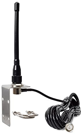 HYSHIKRA Antenne VHF en Caoutchouc Marine Alimentation coaxiale RG58 5 mètres (connecteur PL-259) Antenne VHF avec Support en L, Yacht, Camion, Camping-Car, Bateau de croisière