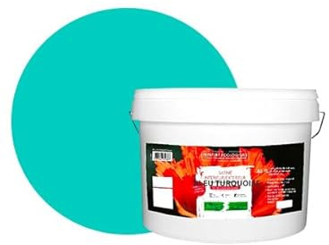 BOX DECO COULEURS Pintura natural ecológica interior exterior con aspecto satinado Natura – 10 l/130 m² [Clase energética A+], azul turquesa
