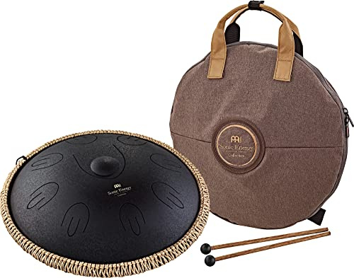 Sonic Energy Octave Steel Tongue Drum, D-Kurd, Schwarz (OSTD1BK) | Basston + 8 oktavierte Töne, 440 Hz, Durchmesser 15,7 Zoll, 40 x 40 x 16,3 cm, Inkl. Tasche und 2 Schlägel, Edelstahl