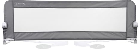 Dreambaby Nicole sängskyddsskena för småbarn – extra bred 150 cm och 50 cm hög – enkel montering, tvättbart överdrag, säker övergång från barnsäng till säng – passar king size-sängar – grå