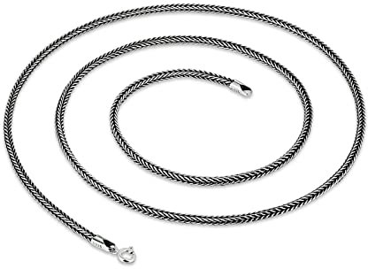ANAZOZ Kette Herren Silber 55 cm, Halskette Damen Ohne Anhänger Weizenkette 2mm Breit Silber