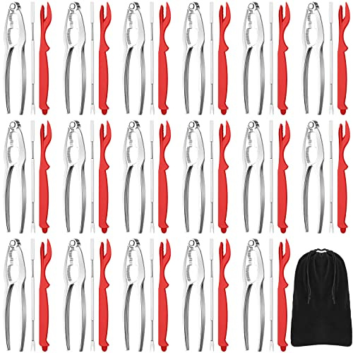 Zhehao 61 Pcs Seafood Tools Set Includes 20 Crab Crackers, 20 Lobster Shellers, 20 Crab Leg Forks and 1 Storage Bag, Nut Cracker Set for Kitchen Party Tools(Red)