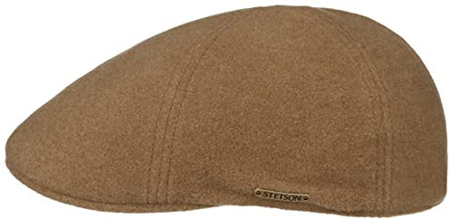 Stetson Texas Wool Gatsby Cap Herren Mit Kaschmirwolle 100% Baumwollfutter Hoher Wollanteil Edler Markenpin Doppellagiges Futterband Schirmmütze Herbst Winter Hellbraun S (54-55 cm)