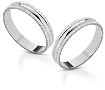 Coppia Fedine Personalizzabili in Argento 925 con Incisione Nome e Data - 2 Anelli Fidanzamento Lui e Lei - Fedina Personalizzata Uomo Donna - Disponibili in diverse Trame