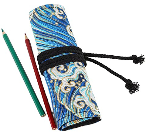 Fulenyi lápices lona – Estuche enrollable con varios compartimentos | Bolsa lápices multiusos para viajes, dibujo, lápiz color, soporte para rollos, organizador
