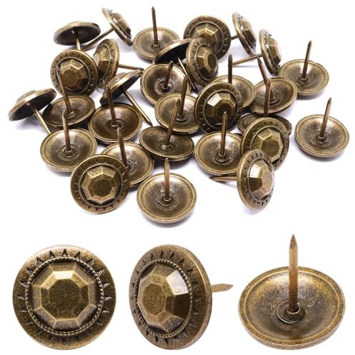 YuGtcen 30 Stück große Polsternägel, dekorative Nägel, Daumennägel, Metall-Polsternägel für Holz-Polsternadeln, Vintage-Möbelnadeln (21 x 25 mm, Bronze)
