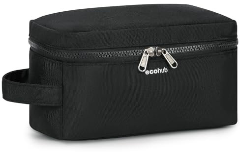 ECOHUB Kulturbeutel für Herren, Wasserdicht Reise-Kulturtasche, Waschtasche mit Trocken-/Nasstasche, Kosmetiktasche Herren Damen Mit Doppelreißverschluss, Patent Angemeldet(Schwarz)