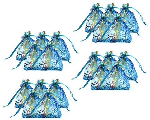 SOLUSTRE 20pièces Sachets Tulle Avec Cordon De Resserrement Poches De Rangement Pour Bijoux Et Bonbons Pour Mariages Et Fêtes Bleu