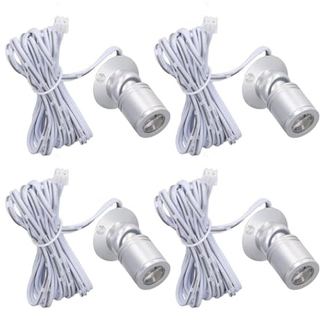 4 St Mini Spotlight LED Lyktor USB Drivna Justerbara Dimbar Accent Lights för Veranda, Vitrinsskåp, Smyckesskåp, Entrékanaler (Silver)