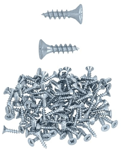 HELPMATE - Tornillos de conexión de madera galvanizados 4,0 x 16 mm - 100 unidades tornillos universales cabeza avellanada con accionamiento PZ2 y rosca completa - Tornillos para aglomerado para