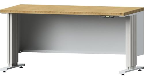ANKE | Elektrisch höhenverstellbare Werkbank | Plattentiefe 800 mm | Buchemassivplatte | Breite 1500 mm