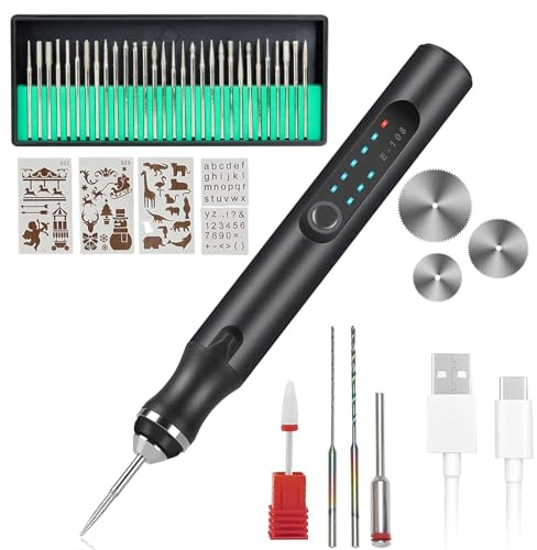 USB Rechargeable Engraving Tool Kit, Electric Engraving Pen, Mini DIY Engraver Pen Rotary Tool for Carving Glass Wood Metal Stone Plastic Nails Jewelry (Black)