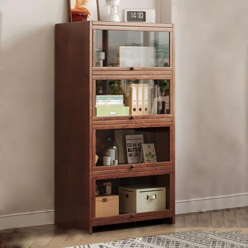 EKDJSN Vitrine, Clamshell-Schaukasten, Transparente Acryl-Schranktür, Unterseite Höhe Erhöhen Design, Geeignet for Arbeitszimmer, Küche Usw (Color : Brown, Size : 15.7x11x51.5in)