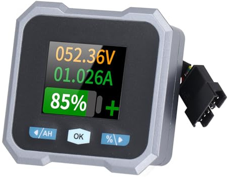 Monitor Batteria con Shunt, Voltmetro Amperometro Corrente Digitale 100A 10-100V per Batteria Pannello Solare per Carrello Motocicletta con Schermo a Colori 1,8'',