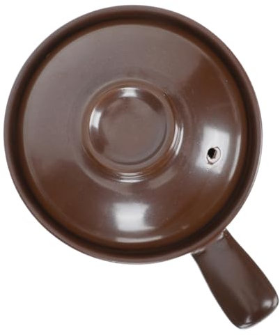 MAGICLULU Cazuela De Barro 950 Ml Tapa y Asa Lateral, Olla De Cocina Casera De Cerámica Resistente Al Calor, Para Guisar y Preparar Sopa De Fideos, Uso Estufa, Olla Multifuncional Para Hogar
