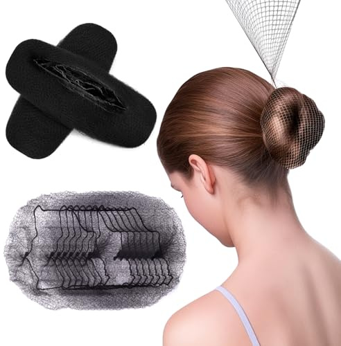 Haarnetz 30 Stück, 20 Zoll Elastizität unsichtbar elastische Mesh Perücke Netze für Haar Bun Making Ballett Tänzerin Küche Food Serive (schwarz)