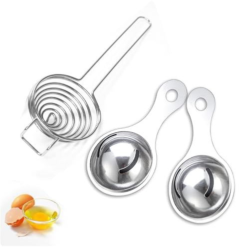 3 Stück Eiertrenner, Eigelbtrenner Set Eiertrenner Edelstahl Eigelb Eiweiß Abscheider Eitrenner für Küche Backwerkzeug Küchenzubehör, Spülmaschinenfreundlich