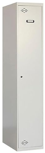 PROREGAL Spind AMEGO | 1 Abteil | HxBxT 180x40x50cm | Abteilbreite 40cm | Durchgehend | Feuerfeste Beschichtung | Lichtgrau | Metallspind Kleiderspind Garderobenspind