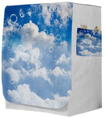 Highdi 3D Housse de Protection pour Machine à Laver, Chargement Frontal Housse à La Poussière avec Ouverture Frontale (Capacité S 6~7,5kg,Musique 6)