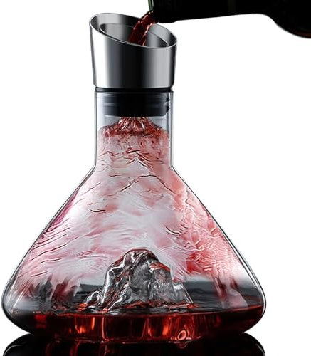 DZGUUAI - Decanter per vino, aeratore per vino da 1,5 l, con filtro in acciaio inox aeratore integrato, decanter per vino in vetro soffiato a mano, senza piombo, regalo per vino