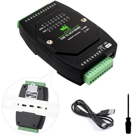 Waveshare USB to 8CH RS485 Industrial Grade Isolated Converter, USB to RS485 Adapter, Multiple Protection Circuits, Wall-Mount and Rail-Mount Support, Multi-OS Compatible