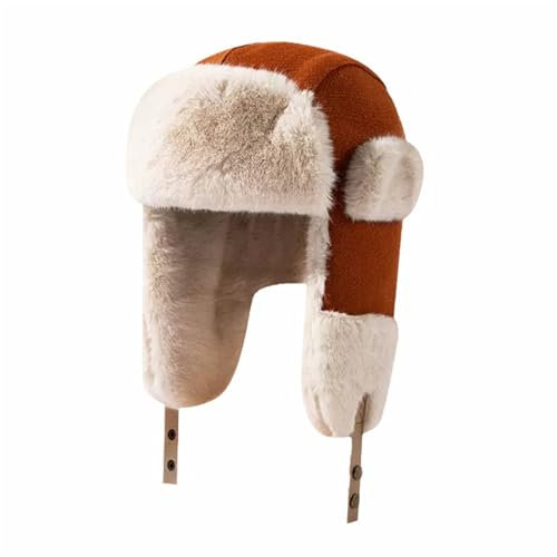 Lifup Winter Fliegermütze Damen Trappermütze mit Ohrenklappen, Wintermütze Kunstfell Winddicht Skimütze Warme Fellmütze Rot